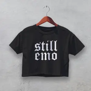 Still Emo Crop Top – Black Gothic Cropped Shirt – Aesthetic Alternative Style