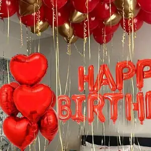 36pcs Red Happy Birthday Balloon Set withFoil & Latex Balloons for Birthday PartyDecorations Anniversaries Valentine's DayProposals Multicolor ABS Material HeartShaped Kit Boho Garland Arch