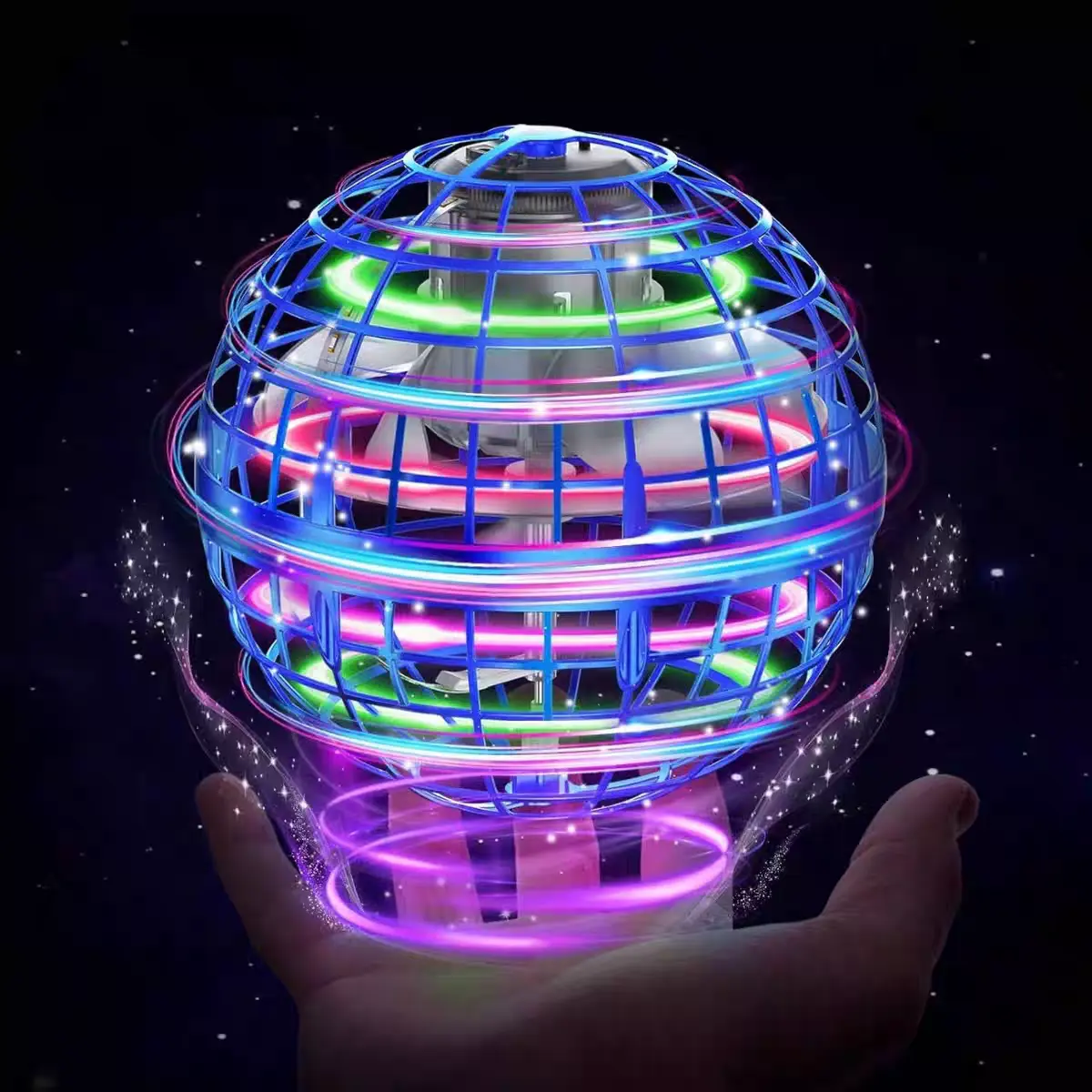 2026 Glowing Floating Orb Ball Toy - Enclosed Wheel Design for Hand Protection, Easy Safe Play for Kids, Flying Rotating Hover Ball, Magical Toy, Magical Flying Ball