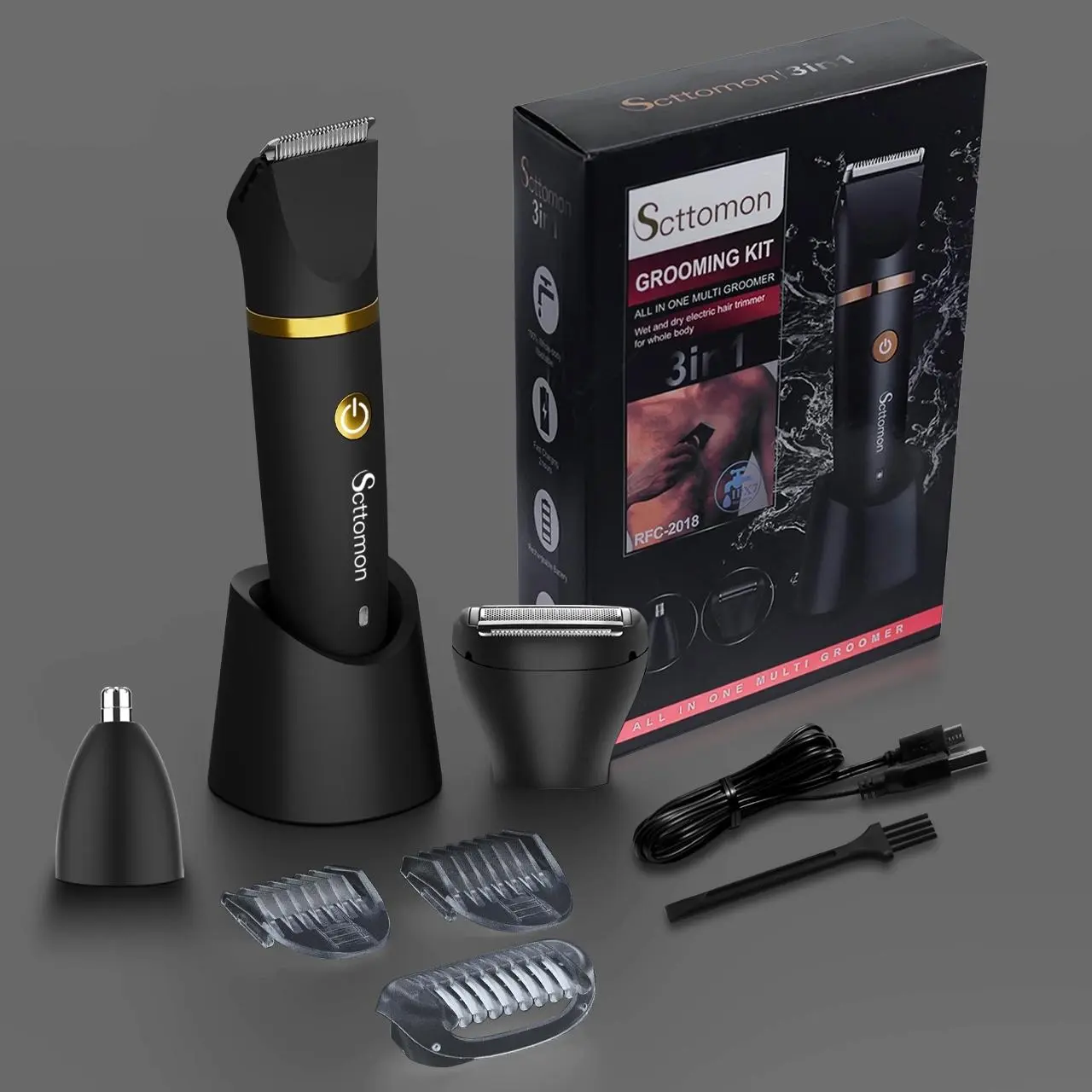 Scttomon Electric  Body Hair Trimmer Comfort, Rechargeable Groin Hair Trimmer for Men, 3 in 1 Men's Hair Removal Tool,Electric Shaver Razor ,Christmas Gift for Him Dad Comfort