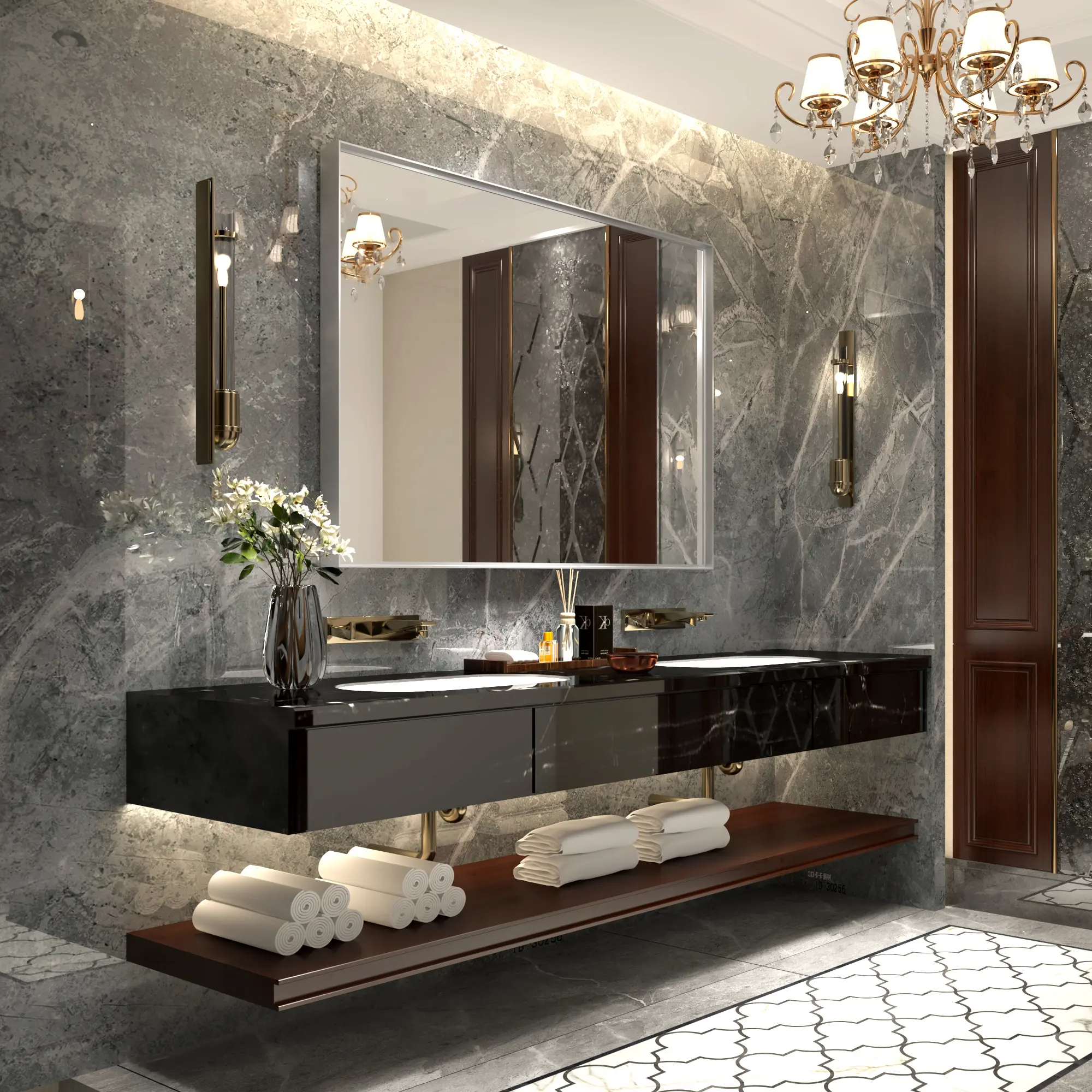 40x30in Silver Beveled Glass Wall Mirror - Aluminium Rectangle Bathroom Mirror, Square Angle Metal Frame, Wall-Mounted, Horizontal-Vertical Mounting, Classic Clean Lines, Drainage, Automatic Drainage, 1pcs Self-Adhesive Positioning Ruler, 6Pcs Screws, 1Pa