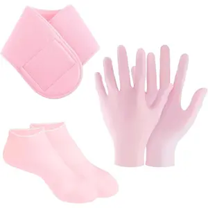 3 Pairs Silicone Moisturizing Gloves, Gloves and Neck Strap - Soft, Anti-Cracking Foot & Hand Care Set, Ideal for Dry Skin, Foot Mask Covers, Soft Footwear, Moisturizing Gloves|Soft Footwear| Daily use