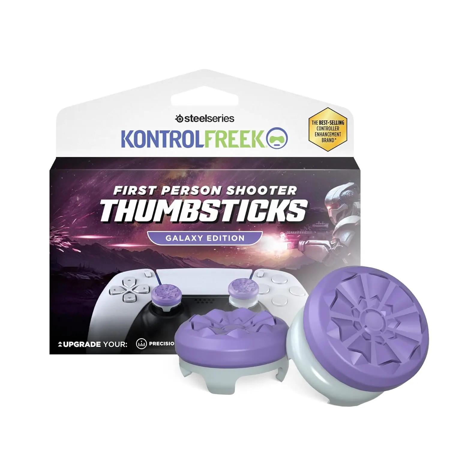 KontrolFreek FPS Freek Galaxy Purple Performance Controller Grip Thumbsticks (2-Piece Set) - High/Mid Rise, Resistance-Enhanced Console Accessory for PS4, PS5, FPS Gamers