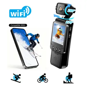 Action Camera with Audio & Video Recording, 1080P Pocket Body Cam, Portable Vlogging Camera, 270° Rotation Lens, Color Night Vision, Loop Recording, WiFi App Transfer, for Security, Guard, Party, Parachuting