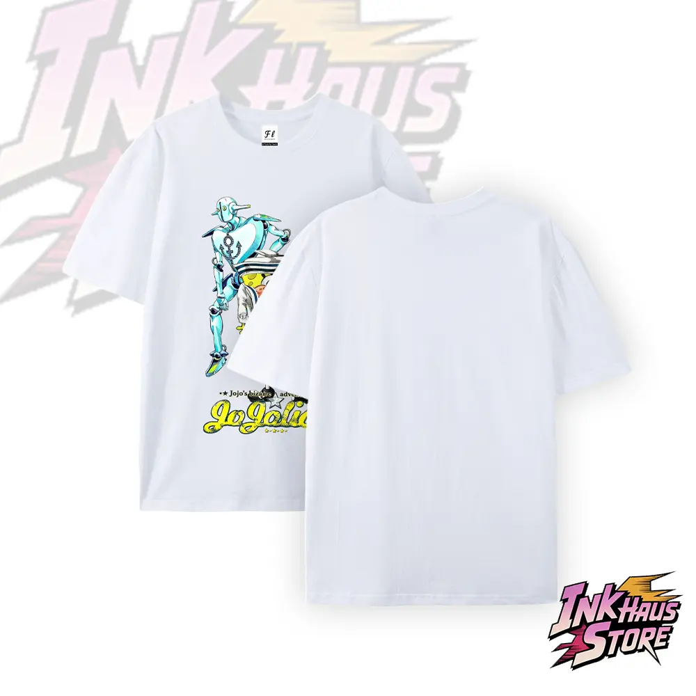 JJBA Josuke cotton anime fashion tee, Jojolion Higashikata Sponge style Stand Soft & Wet-,man top streetwear casual T-shirt