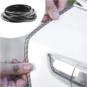 Car Door Edge Guards, 16Ft U Shape Door Edge Trim, Rubber Molding Auto Door Edge Seal Protector, Anti-Collision Vehicle Protection Accessories Universal for SUV, Truck, Van (Carbon Fiber)