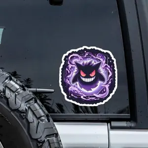 Gengar Vinyl Peeker Sticker, Anime Decal Sticker, Vinyl waterproof sticker, Gift for Game lovers