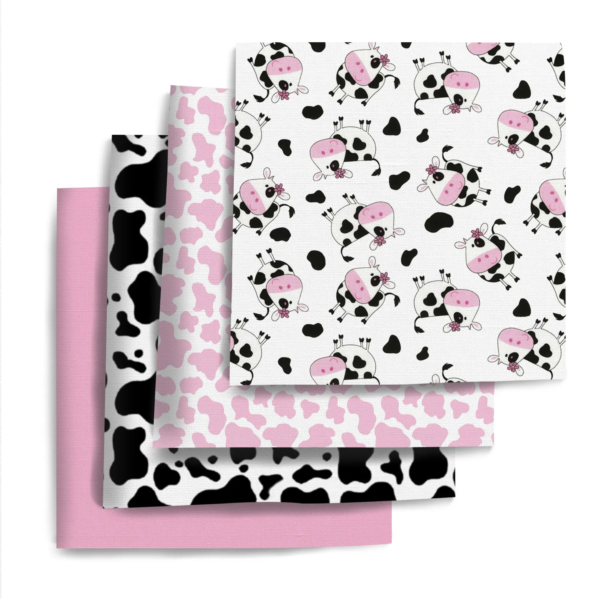 4 Pieces Cow Spot Pattern Fabric Panels, Spring Summer Print Material, DIY Sewing Quilt Patchwork Cloth, 7.8"x7.8"(20x20cm), Handmade Home Decor