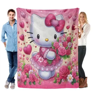 Hello Kitty Cooling Blanket Viral TikTok Soft Lightweight Throw Blanket for Girls Bedroom Couch Summer AC Blanket