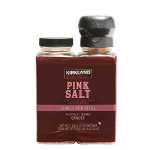Kirkland Signature Himalayan Pink Salt Grinder with Refill, 13 oz (2 Count) – Pure, Mineral-Rich Salt Crystals