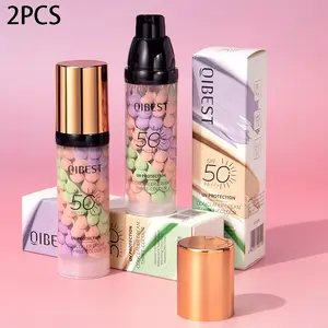 2-Pack Tricolor Protective Primer, Brightening Oil-Control Moisturizer, Moisturizing, SPF 50, Waterproof Sweatproof, 3-In-1 Color Corrector Makeup Base