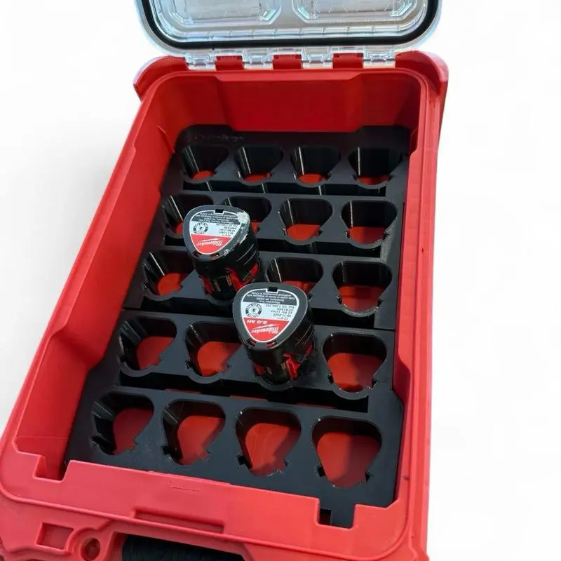 M12 Battery Insert For Milwaukee Packout Compact Organizer - Store up to 20 Batteries M12 Battery Insert For Milwaukee Packout Compact Organizer - Store up to 20 Batteries