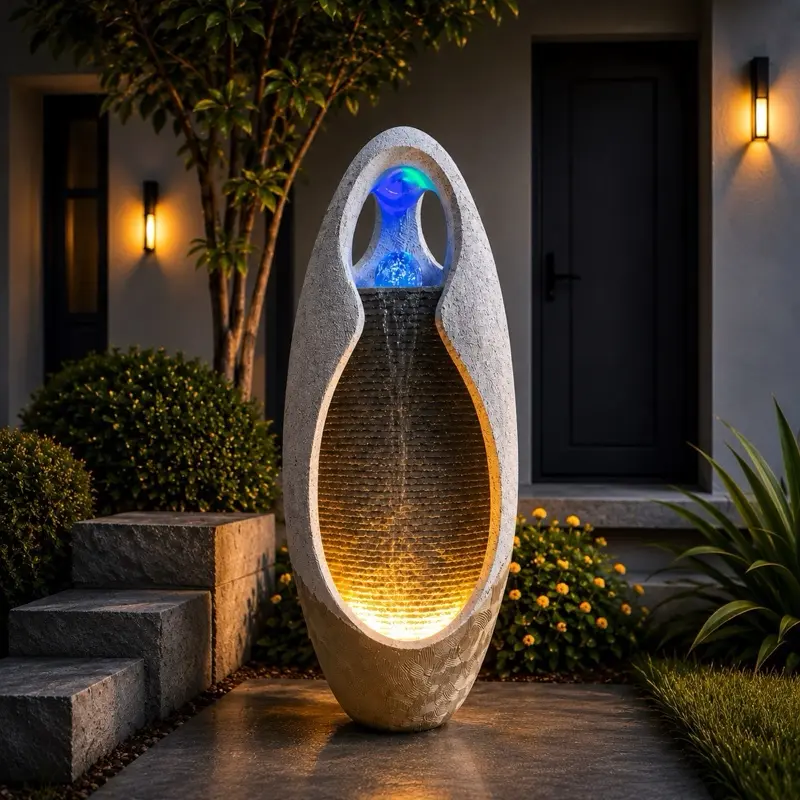 27.5-Inch LED Outdoor Water Fountain with Decorative Glass Ball – Freestanding Garden & Patio Water Feature