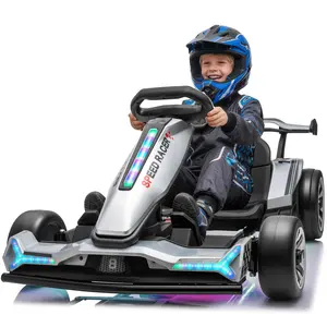 JOYRACER 24V Go Kart for Kids 6-12, 800W Motors Electric Drift Car with Adjustable Length, 360°Drift Mode, 3.1-8.2 MPH High Speed Racing Car, EVA Tires, Metal Frame, Bluetooth Music, Sport/Drift Mode, Rechargeable Car, Outdoor Toys Gift for Boys and Girls