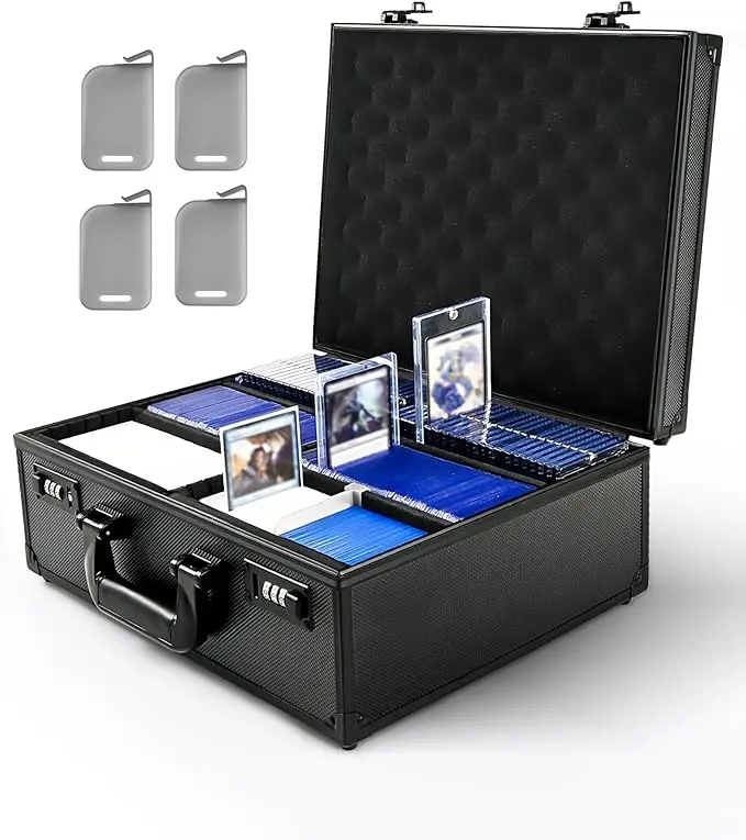 Kabinka Toploader Storage Box for 3" X 4" 35pt Rigid Card, Trading Card Storage Box Toploader with Combination Lock, Top Loader Card Storage Hard Case, Sports Card Case (Holds 600+ Toploaders)