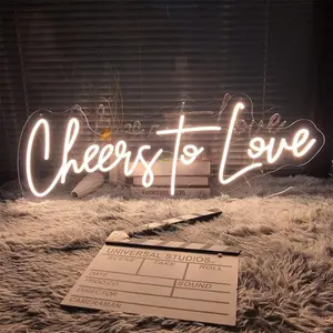 Cheers to Love Neon Sign-Custom for Wall Decor Led Neon Light Sign Personalized Birthday Marry Wedding Christmas  Light up Sign Party Bedroom Bar  Room Business Shop (Warm White,20IN)