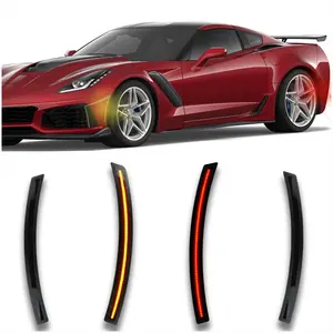 Smoked LED Side Markers for 2014-2019 Chevy Corvette C7 (Stingray/Z06/ZR1/Grand Sport) - Amber Front & Red Rear Turn Signals (4pc Kit) | Plug & Play