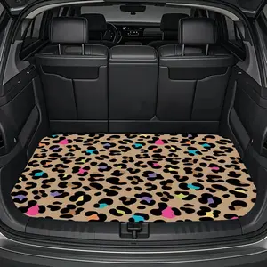 1pc Colorful Leopard Print Car Trunk Mat - Durable Floor Liner, Safe and Practical, Ideal for Daily Travel, Lifting, and Secure Cargo Storage, Car Trunk Liner, Vehicle Interior Accessory, Car Accessories