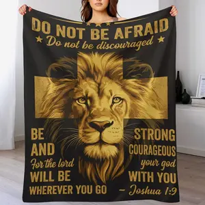 Afterprints Christian Gifts for Men, Blanket Printed with Lion & Bible Verse, Religious, Birthday Gifts for Men, Teen Boys, Dad ，Catholic, Spiritual, Baptism Gift, Christian Gifts for Men Blanket ,Faith Home Decor