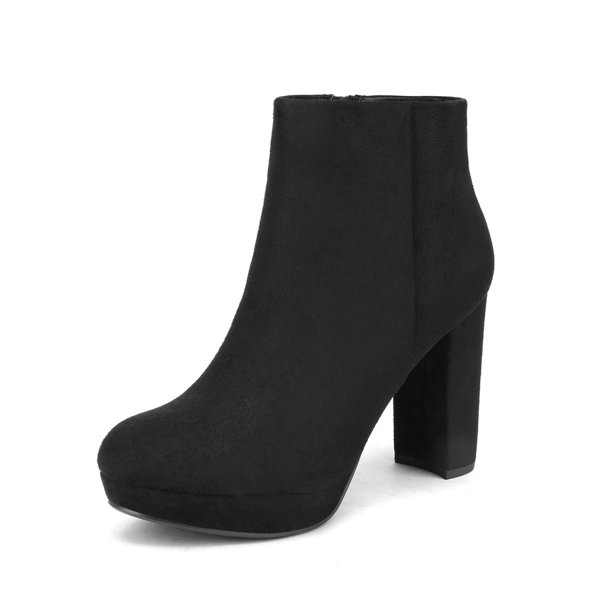 Dream Pairs Women's Elegant Lace-Up Ankle Boots, Classic PU Platform Footwear with 4-Inch High Heel and Side Zipper, Synthetic, Ankle Length, 4 In, Pu Upper, Side Zip Fast On, Synthetic Sole, Extra Boost