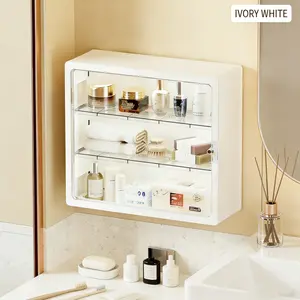 Wall-Mounted Makeup Storage Box No Drilling Required, Multifunctional Bathroom Organizer, Home Storage Rack, Wall Hanging and Desktop Use
