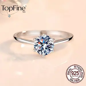 925 Sterling Silvery 2.01-2.20g Brilliant White 6 Claw Round Cut Synthetic Zirconia Bridal Engagement Wedding Rings for Women Wife Mom Girlfriend Suitable for Fashion Banquet Party Holiday Birthday Hypoallergenic