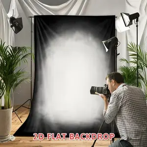 1PC Reusable 2D Flat Black and White Gradient Photography Backdrop Cloth for Digital Camera, Portable Easy-to-Install Home & Festive Party Supply, Customizable Size Studio Background