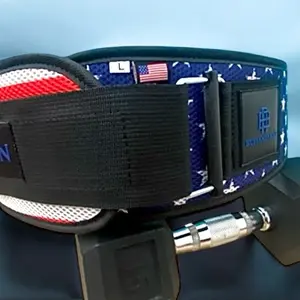 BUFF American Neoprene Weight Lifting Belt 6 Inch Width with American Flag Design and Adjustable locking strap.