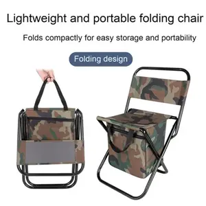 Portable Oxford Cloth Folding Chair with Backrest & Storage Bag, Lightweight Outdoor Stool for Fishing, Camping, Hiking & Travel