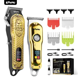 Men's professional hair clipper set, men's beard trimmer, waterproof T-blade trimmer, cordless men's grooming set, hair clipper, hair scissors