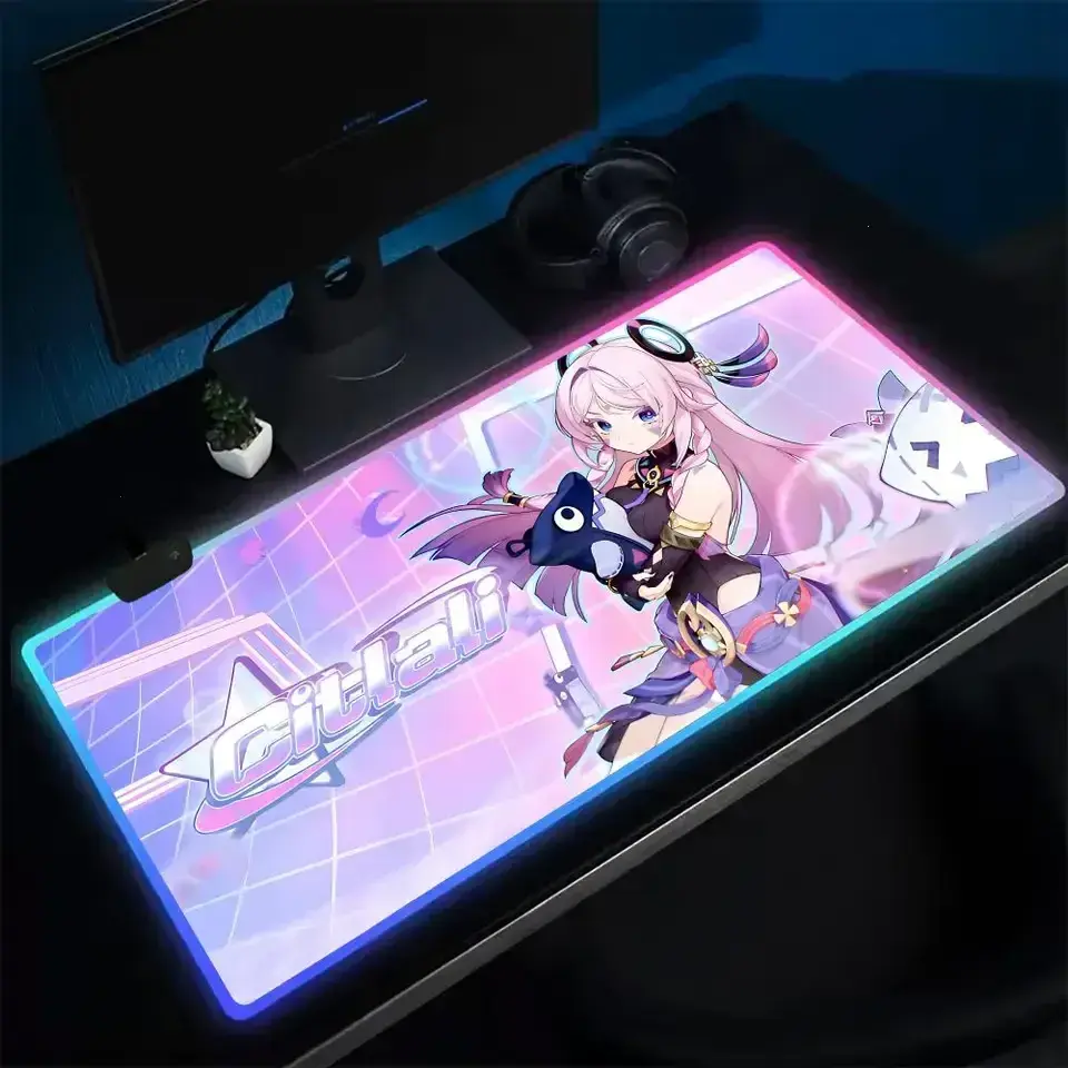 [Sale off up to 65%][Free Ship] Gamer Genshin Citlali Mouse Pad Anime Gaming Mouse Pad LED Table Pads Backlit Rubber Desktop XXL Mousepad RGB Desk Mats