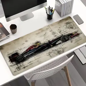 Racing Car Blueprint Mechanical Style Gaming Desk Mat, Mechanical Aesthetic mouse pad, Rubber Non-Slip Lock Edge Multi-Sized Pad, Desk Accessories, Suitable For Gaming, Work, Home, Ideal Mechanical Aesthetic Gift For Family