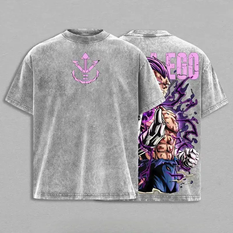 Ultra Ego Saiyan Prince Anime Shirt Purple Power Awakening Vintage Washed Oversized shirt, funny graphic tee, men’s trendy t-shirts 90s Graphic American Casual Short Sleeve Tee | Premium Soft Cotton Classic Unisex T-Shirt for Daily, Gym & Streetwear