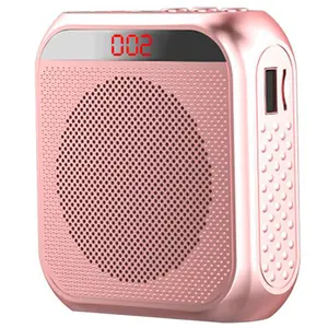 Portable Multifunctional Speaker - Audio PA Loud Speaker with Microphone, 2200mAh Rechargeable Charging Battery, Compact Design, Memory Card Support for Teachers (Pink)