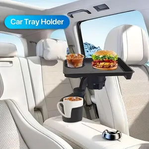 Multifunctional Car Tray Cup Holder Organizer, Adjustable Center Console Organizer Storage Rack with Phone Slot and Snack Plate, Durable Material