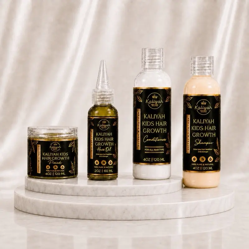 Kaliyah Kids Hair Growth Mini Sets of 4 , 4 oz Shampoo & Conditioner 4 oz Pomade , 2 oz Hair Growth Oil