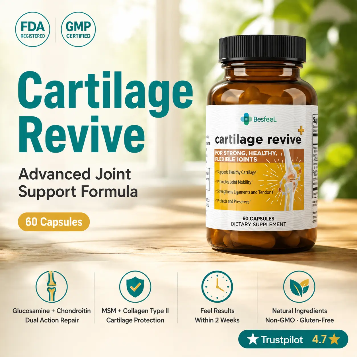 Advanced Joint Support Supplement for Healthy Cartilage, Flexibility and Everyday Mobility