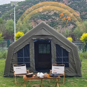 UNISTRENGH 4 Season Air Tent Glamping Tent with Separate Living and Sleeping Area,Waterproof Pop-Up Tent with Pump and Stove Jack Hole,8-10 Person Camping Tent,Quick Set up
