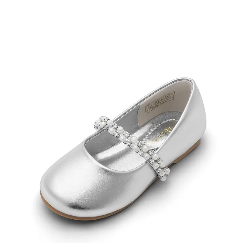 Dream Pairs Girls' Ballet Flats, Toddler Sparkle Mary Jane Dress Shoes with Pearl & Rhinestone Strap, Padded Round Toe Slip-Ons, Little Girl Dress Shoes, Round Toe Flats, Sparkle Straps, Soft Footwear, Padded Sole, Slip On, Cute Flat Shoes