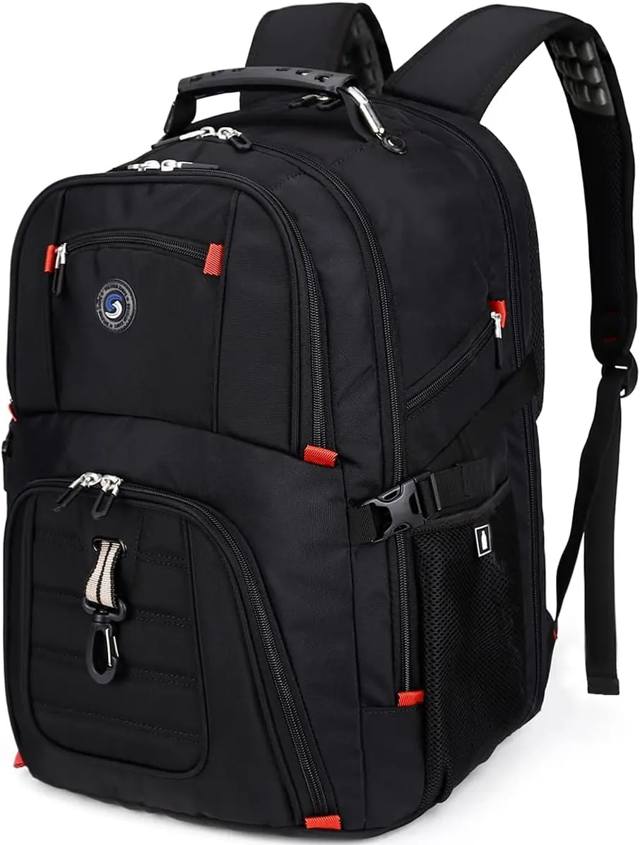 Extra Large 50L Travel Laptop Backpack with combination lock,High School College Backpack Airline Approved Business Work Bag Fit 17 Inch Laptops for Men Women,Black