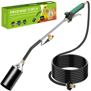 Propane Torch Burner Weed Torch High Output with 10FT Hose,Heavy Duty Blow Torch with Flame Control and Turbo Trigger Push Button Igniter,Flamethrower for Garden Wood Ice Snow Road