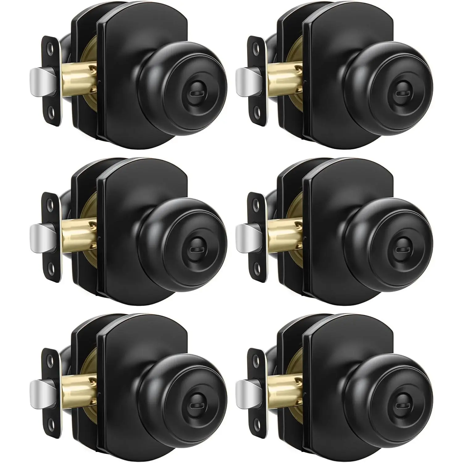 Matte Black Door Knobs Interior, Bedroom Door Knob with Lock Bathroom, Black Interior Door Knobs