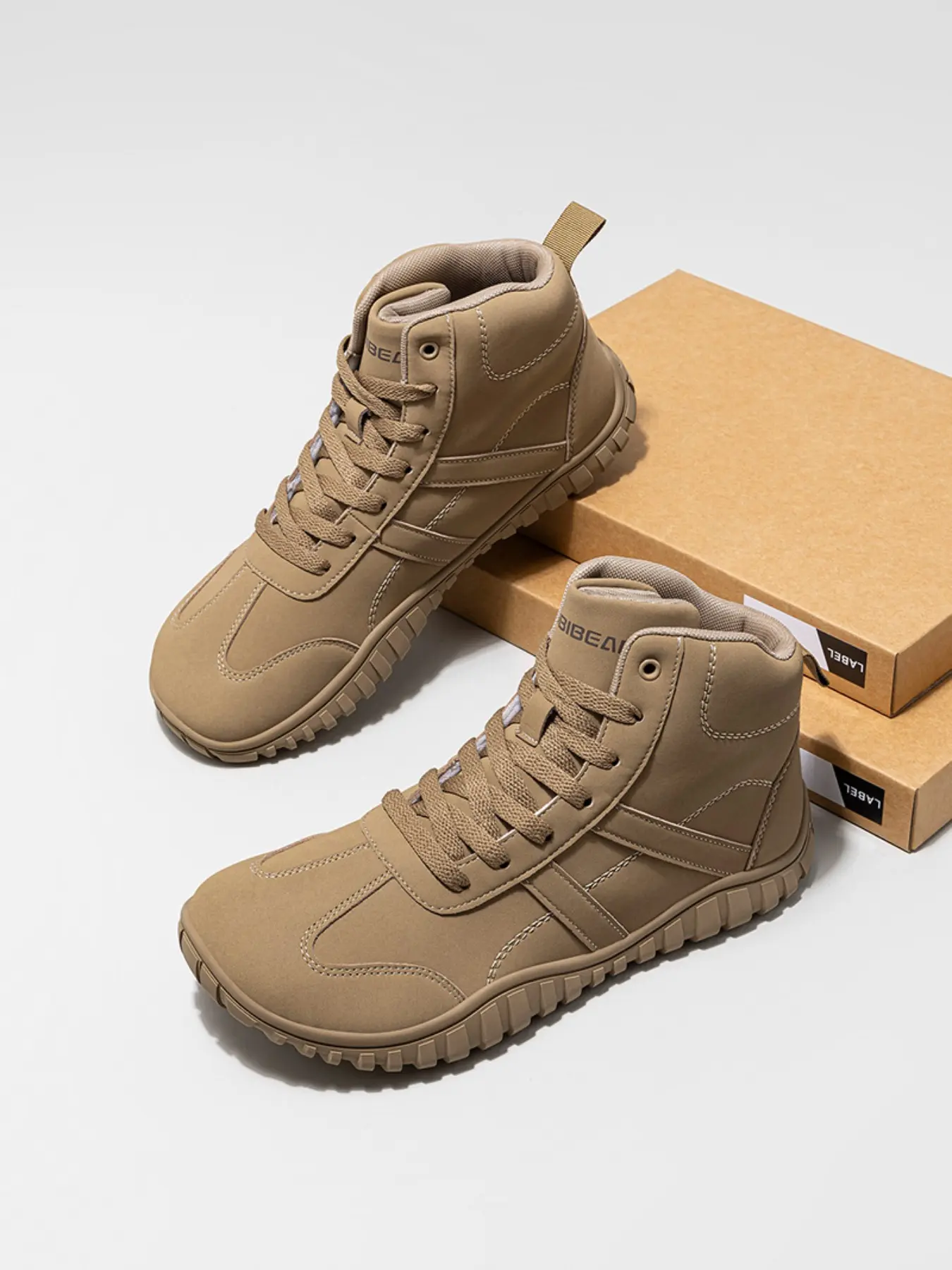 HOBIBEAR Men's Wide Head PU Leather Shoes, Rubber Sole Short Boots, Casual Sporty Boots, Casual Fashion Sneakers for Daily Wear, Comfortable and Stylish Footwear