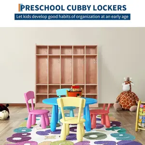 5 Section Classroom Coat Locker 15 Cubbies for Classrooms with Anti tip Anchors Daycare Cubby with 4 Casters 5 Hooks and 2 Storage Boxes for Home School Kindergarten