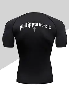 Men's Dragon Print Compression T-Shirt Workout Rash Guard, Quick-Dry Breathable Stretch Fabric, Tight-Fitting Short Sleeve Top for Fitness and Outdoor Activities