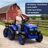 【Black Friday】GARVEE Durable 12V Battery-Powered Unisex Kids Ride-On Tractor Toy (3+ Years) - Steel-Reinforced PP Plastic, 3-Speed, 66 lbs Capacity, Trailer, LED Lights, Safety Belt, 35W Dual Motors, USB Music, Airhorn, Injecting Plastic Wheels,familyfun