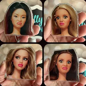 4 Styles Disgusted Doll Face Badge Reel (NOT COMBO), Funny Face IF Holder Gifts