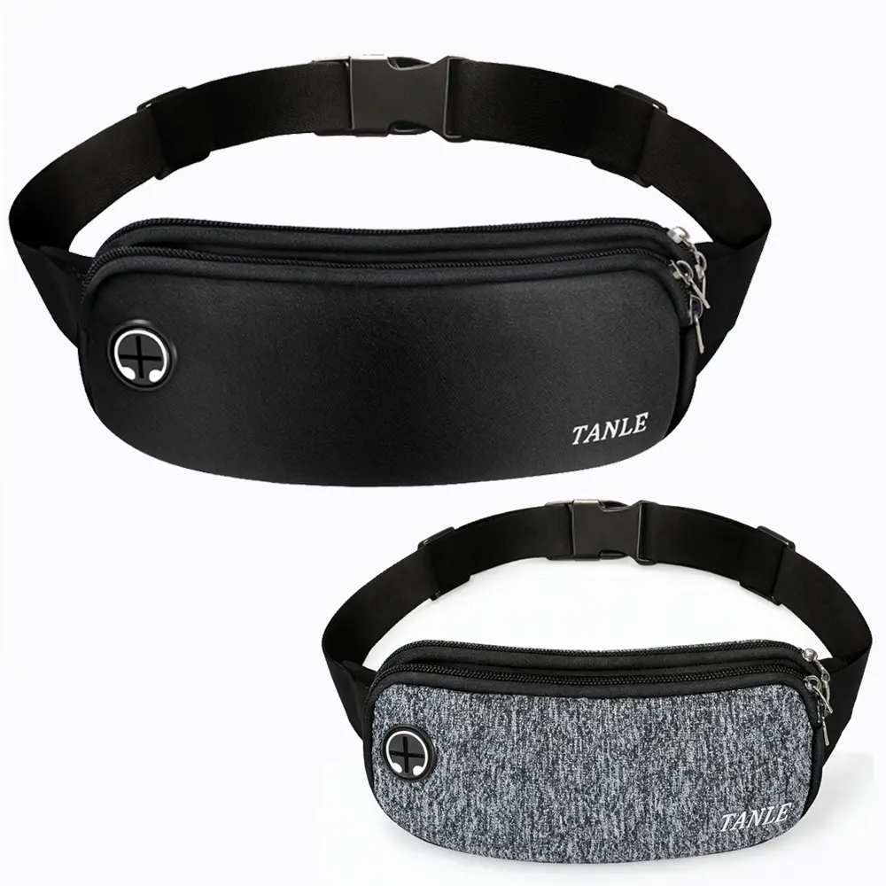 Mumutan 2PCS Unisex Waterproof Activewear Waist Bag - Slim Sports Hip Pouch with Dual Pockets, Headphone Hole, Adjustable Strap, Lightweight Design for Trail Running, Outdoor Activities, Earphone Port, Secure Hold, Slim Profile