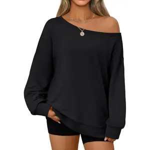 Women Off the Shoulder Sweatshirt Oversized Tops Fall Outfits 2025 Y2k Clothes Fashion Clothing Trendy Top