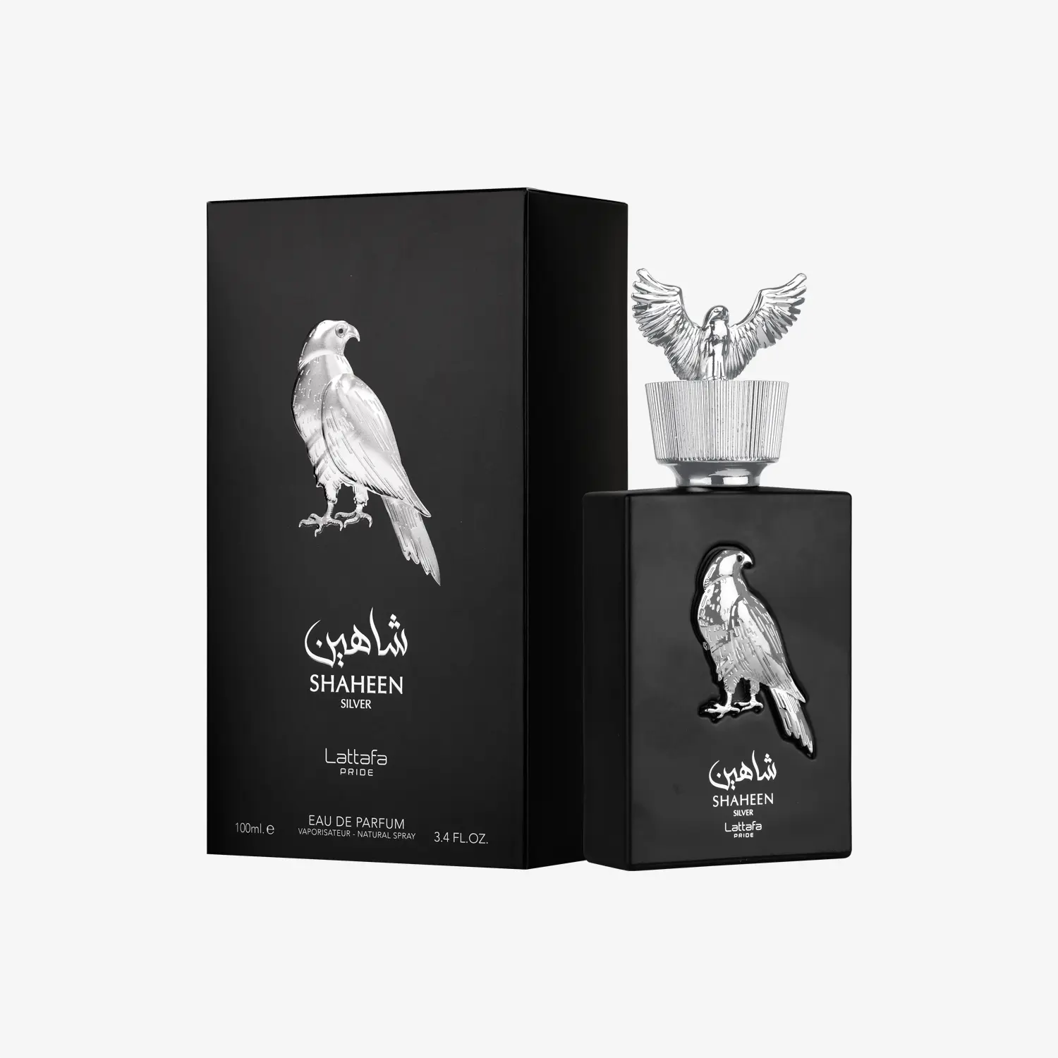 Lattafa Shaheen Silver EDP Perfume Spray for Men, 100ml/3.4oz Long Lasting Aromatic Citrusy Bold Scent Unisex Fragrance for Everyday Wear
